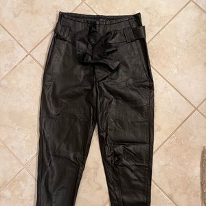 High Rise Leather Pants w/ Belt